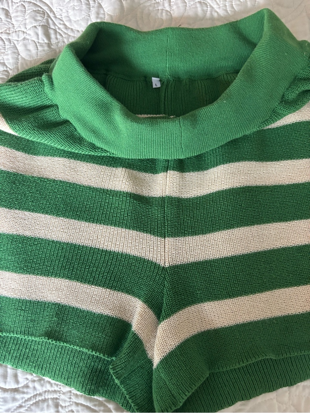 Amazon Green and Cream Striped Crewneck Sweater - Picture 4 of 7